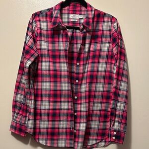 Vineyard Vines Pink and Navy Plaid Shirt